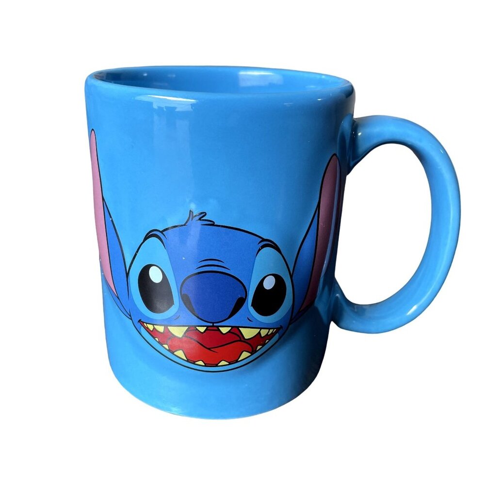 Disney Lilo and Stitch Coffee Tea Cocoa Mug Disneyana Blue Flawed u Flaw